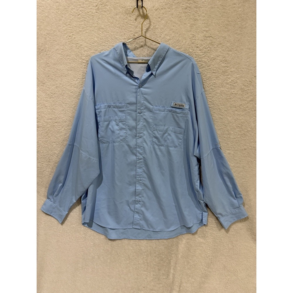 Columbia PFG Men's XXL Tamiami Long Sleeve Fishing Shirt - Blue Omni Shade